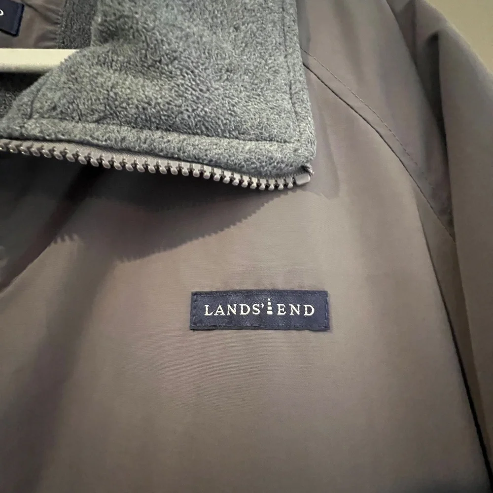 Lands' End Men's Gray Classic Squall Jacket, Waterproof, Windproof, Size XL